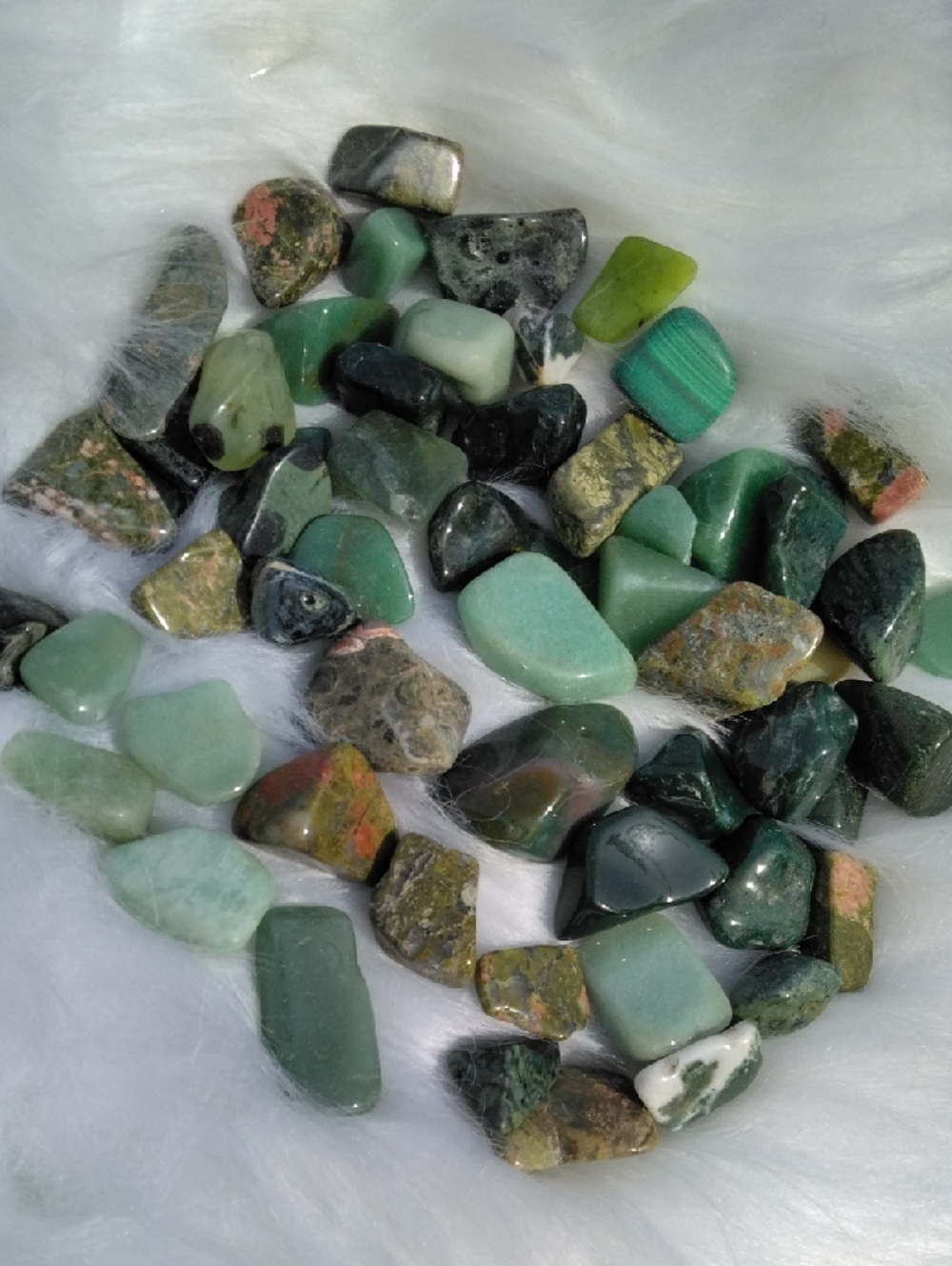 60 Green Money Attracting Mixed Polished Green Gemstone Tumbled Stones